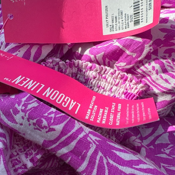 NWT Lilly Pulitzer Isbell linen MIDI Dress Wild Fuchsia Swipe Right size Large - Picture 6 of 9
